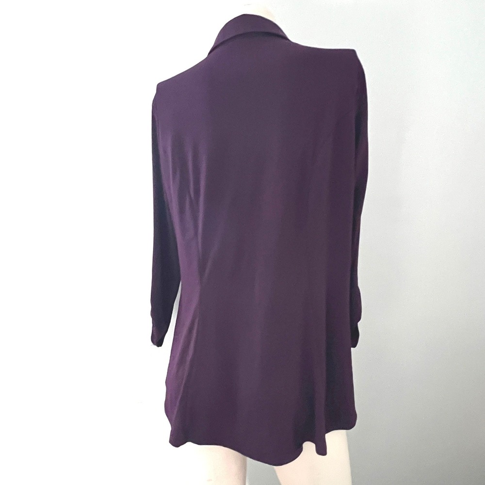 Knapp Studio Blouse Top L Purple Flowy Button Down Stretch Career Office Classic - Picture 3 of 8